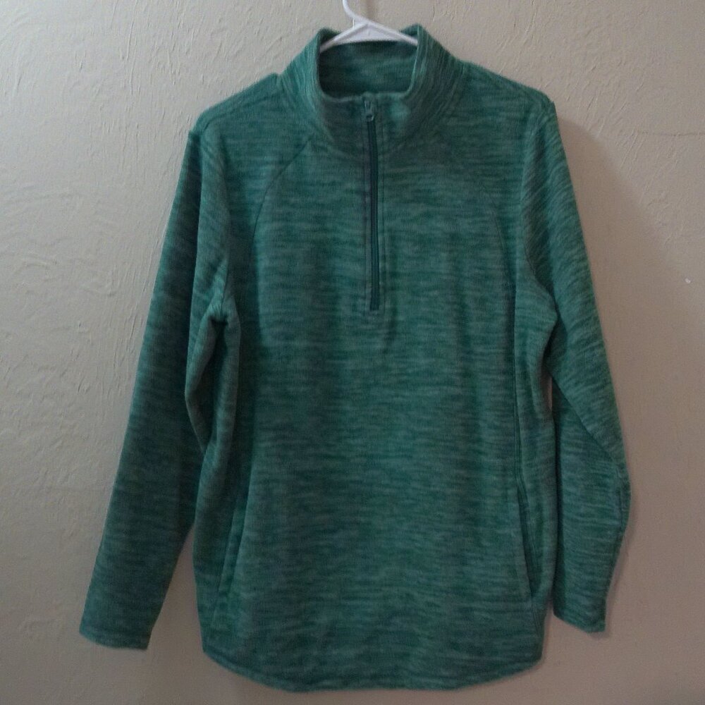 St John’s Bay Quarter Zip Pullover Women’s Large Green Lightweight Long Sleeve